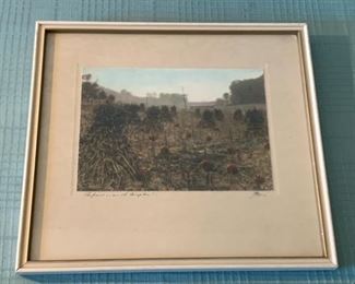 HALF OFF !  $12.50 NOW, WAS $25.00................Posted on back: Mr & Mrs M. O. Bue had for a next "door" neighbor a fine cornfield with plenty of pumpkins in 1916 10 1/2" x 9 1/2" Colored Picture (P1018)