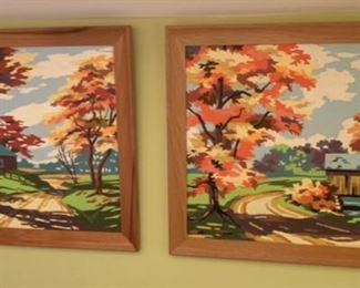 REDUCED!  $22.50 NOW, WAS $30.00................Pair of Paint by Number Framed Pictures 23" x 18" (P1019)