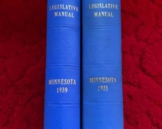 CLEARANCE  !  $5.00 NOW, WAS $20.00................Pair of  Legislative Manuals from Minnesota in 1939 and 1935 (P1055)