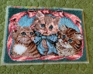 CLEARANCE !  $4.00 NOW, WAS $16.00...................Kitten Latch Hook Rug 35” x 24” (P1065) 