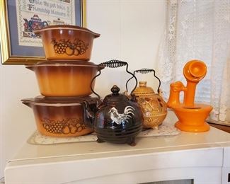 Vintage Pyrex and Teapots