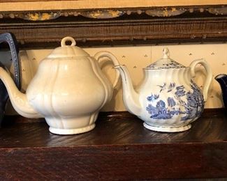 ironstone teapot, blue and white teapot 