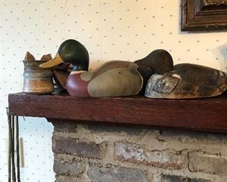 hand carved duck decoys, Pigeon Forge pottery (owl) 