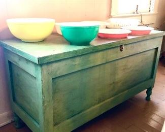 green paint blanket chest