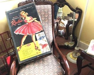 Revlon doll, antique rocker