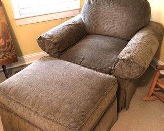 Chenille chair and ottoman