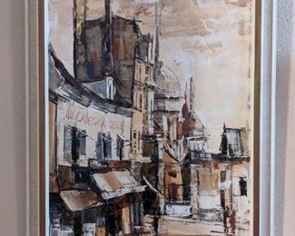 19 and 1/2 in by 14 and 1/2 in "Au Cadet de Gascogne" signed and dated 1966 bought in Paris