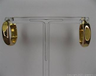 10kt Yellow Gold Faceted Hoop Earrings