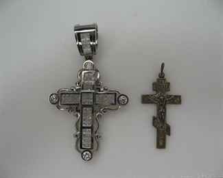 Lot of 2 Silver Crosses