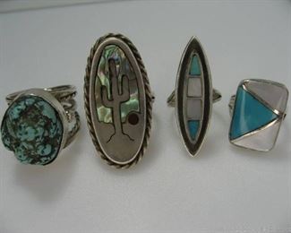 Lot of 4 Sterling Silver Rings with Stones
