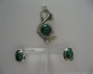Malachite Sterling Silver Set