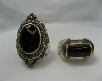 Set of 2 Sterling Onyx Rings