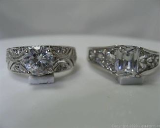Set of 2 Sterling Silver CZ Ring