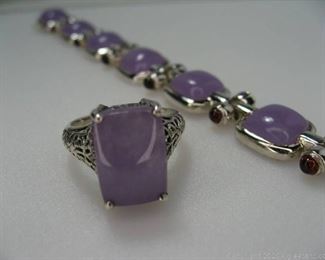 Sterling Silver Purple Jade Set