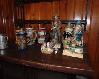 Figural decanters and steins