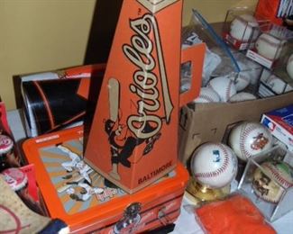 O's cardboard mega phone, baseballs and more