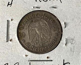 1934-H Germany Deutsches Reich, 2 Mark (Silver)
