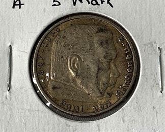 1936-A Germany Deutsches Reich, 5 Mark (Silver)
