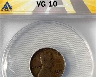 1912-S Lincoln Head Cent ANACS VG10
