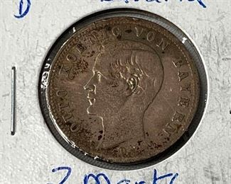 1896-D Germany Bavaria, 2 Marks (Silver)

