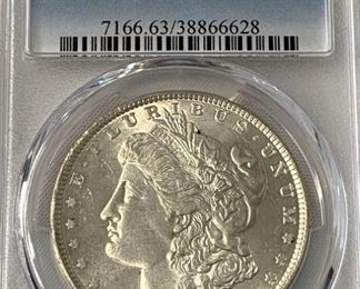 1886 US Morgan Silver Dollar, PCGS MS63
