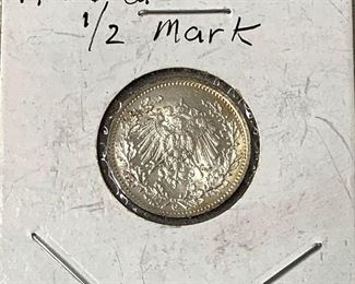 1915-G Germany Deutsches Reich, 1/2 Mark (Silver)
