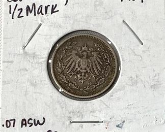 1907-E Germany Deutsches Reich, 1/2 Mark (Silver)
