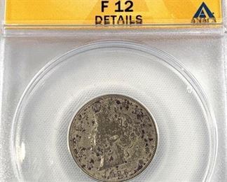 1886 US Liberty Nickel, ANACS F12 Details
