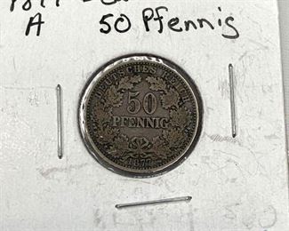 1877-A Germany Deutsches Reich, 50 Pfenning (Silver)
