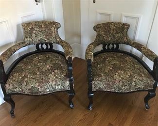 Pair of Wood Framed Upholstered Chairs - 25" W x 29" H x 24" D x 16" seat height | $325 / pair