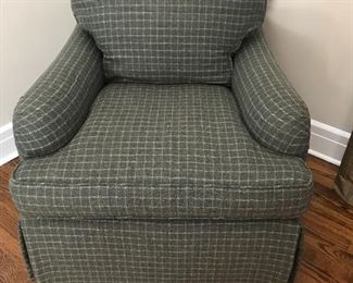 Baker Swivel Arm Chair #1 - 28" W x 35" D x 32" H - Wool Plaid | $275