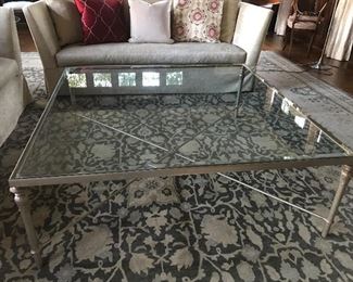 Metal & Glass Coffee Table - 52" square, 18" H - some abrasions to glass. | $625