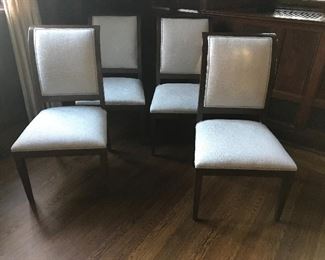 4 Upholstered Chairs - some blemishes to wood frames. | $375