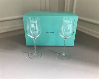Pair of Tiffany Swing wine glasses, 7” tall, unused in original box | $65