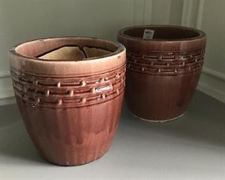 Glazed pots by Lotus International, pair, 11” high X 11” wide | $50 / pair