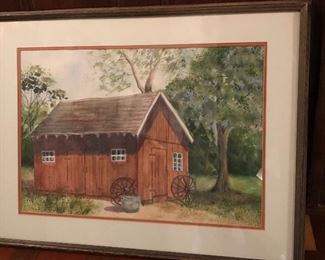 Watercolor of “Old John Finley Blacksmith Shop, NJ” 24.5” W x 19” H | $65