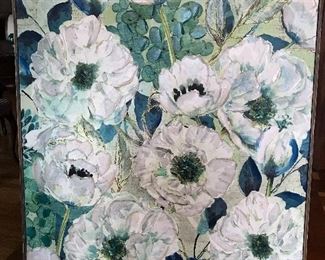 Formal embellished canvas by Kathryn White. 35” wide X 47” high. $50.