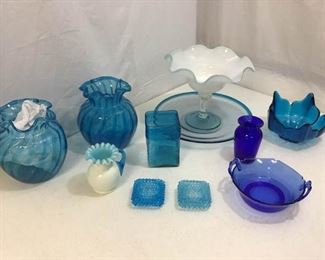 131Vtg Blue Glass Assortment