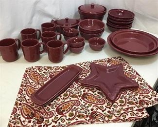 141Longaberger Maroon Dishes