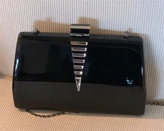 Salvadore Ferragamo Hard Sided Clutch - Art Deco style.Does have some light surface scuff marks.  Measures about 9.8" x 6" 