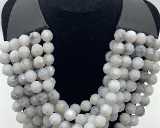 Fairchild and Baldwin (New York) Multi Strand Faceted Beaded Necklace. Wow! What a statement piece!  Magnetic closure.  About 4.5" inside diameter. 