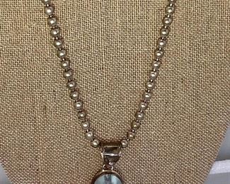 Roberta Chairella Sterling Necklace and Pendant. Chais is marked "Roberta Chariella". The pendant is not marked with her hallmark an is marked 925 for sterling. The chain measures 15.5". 