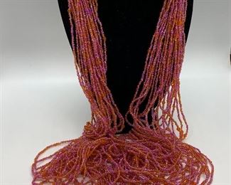 Long Beaded Scarf/Necklace - Multi Strand. Measures 25" long