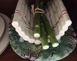 Majolica asparagus server