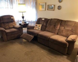 Lazy boy rocker recliner and reclining sofa (both ends)