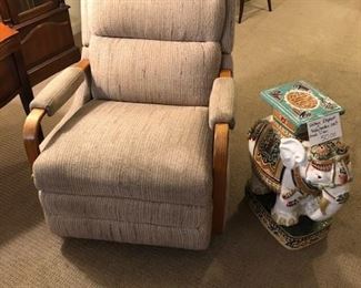 Lazy Boy recliner and elephant garden seat