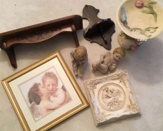 Mini Birdbath, Shelves, and More Decor