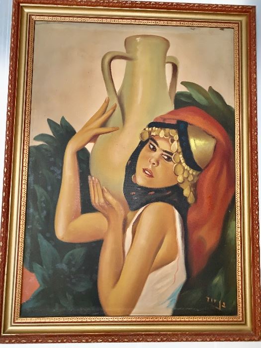 20th C. Oil of an exotic female 