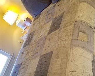 double bed frame, linens