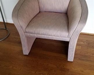 slipper chair, art deco styling, light mauve